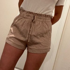 Beige paper bag shorts